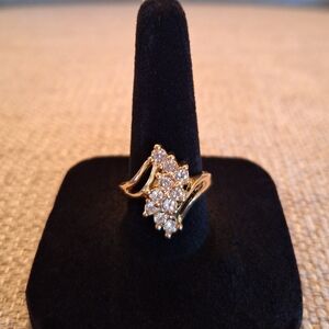 Cascading Crytals Gold Tone Ring